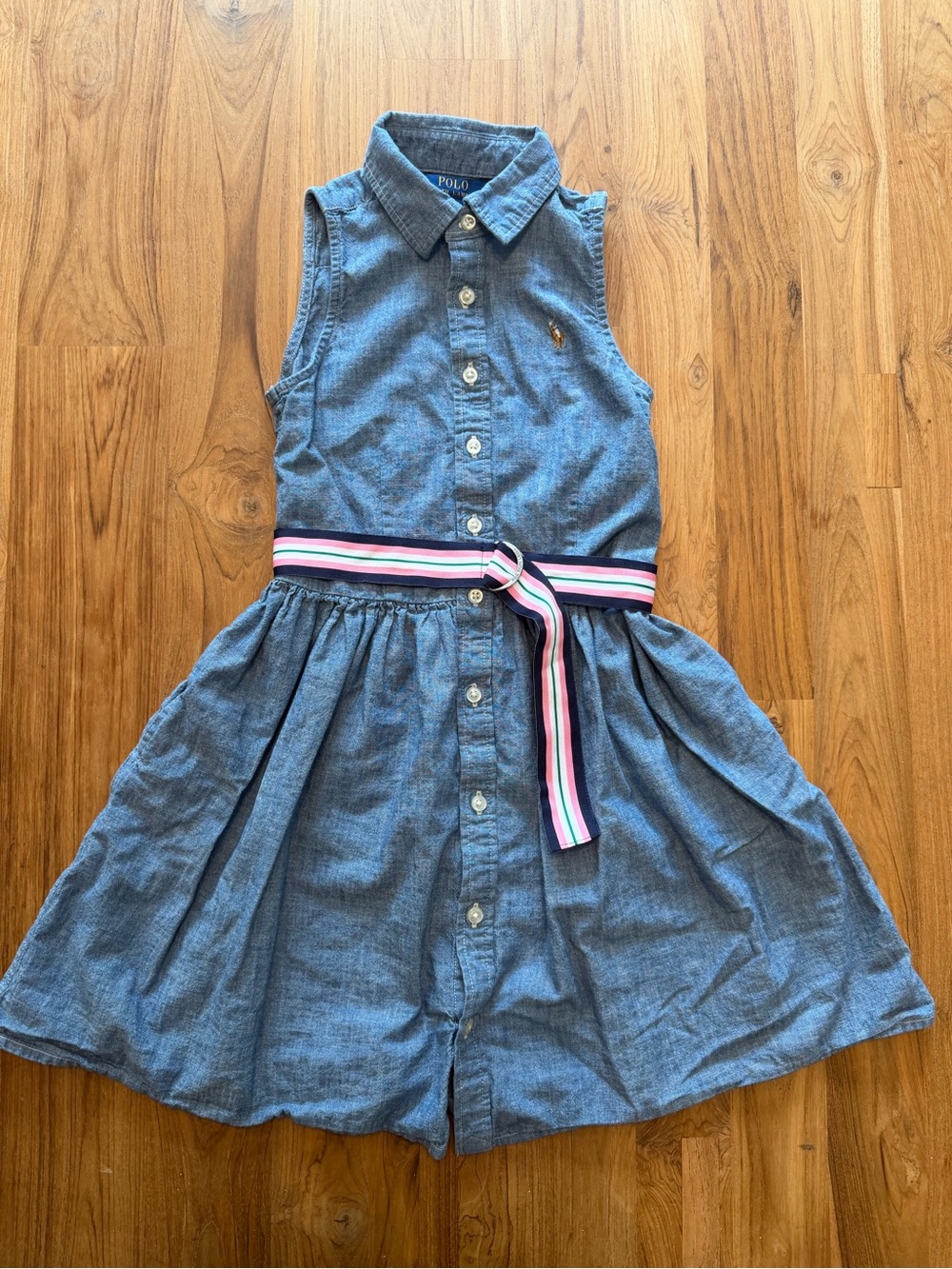 Polo Ralph Lauren Belted Indigo Chambray Shirtdress Girls’ 8 Denim Dress